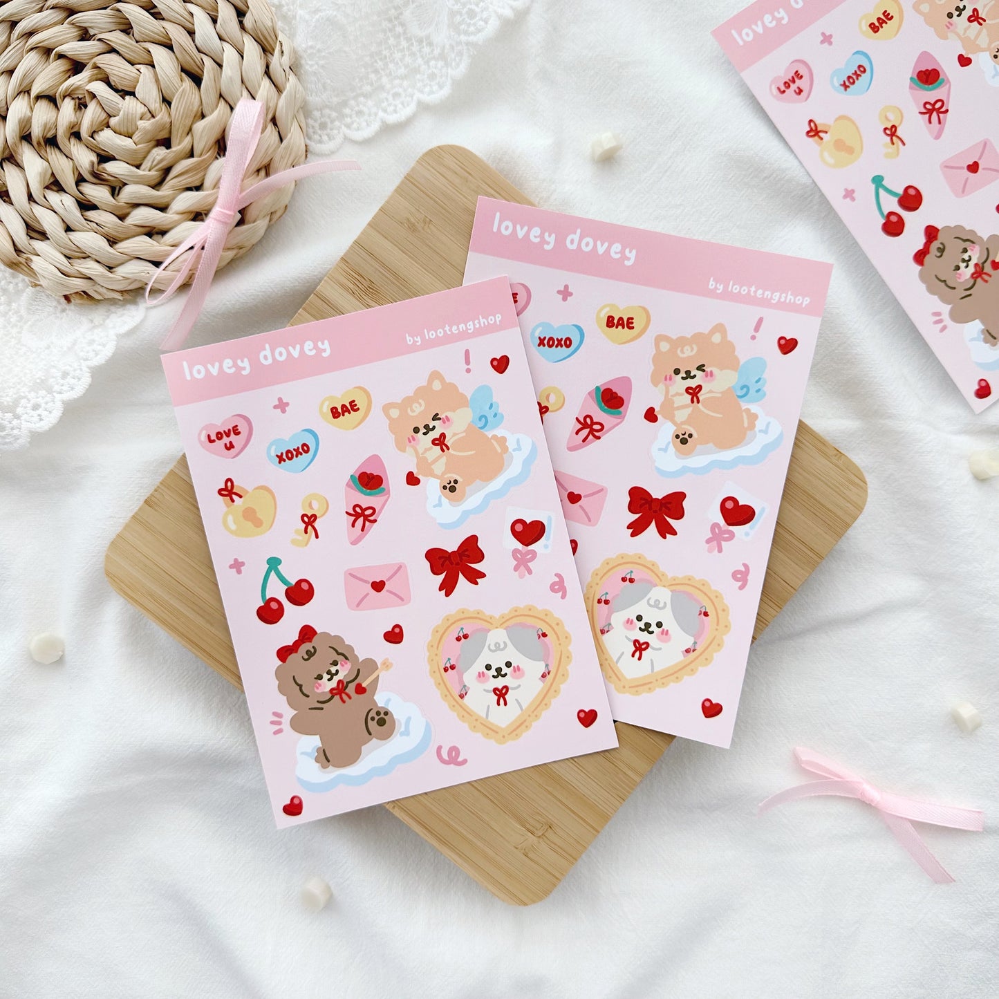 🎀 lovey dovey sticker sheet