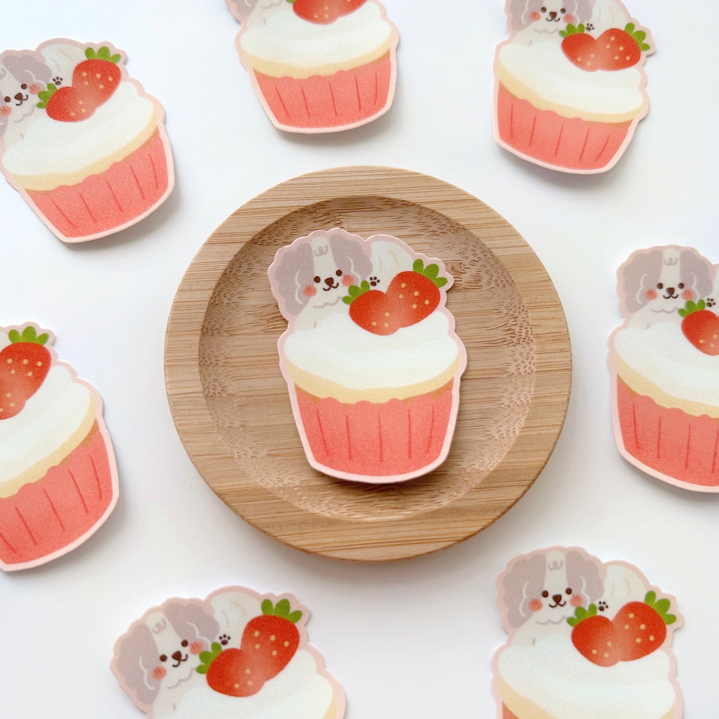 pooh pooh strawberry cupcake sticker flake