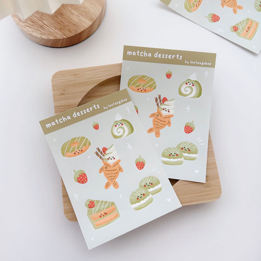 matcha desserts sticker sheet