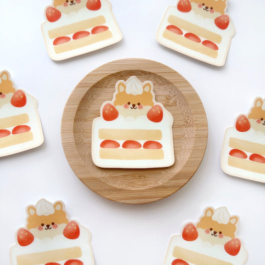 pom pom strawberry cake sticker flake