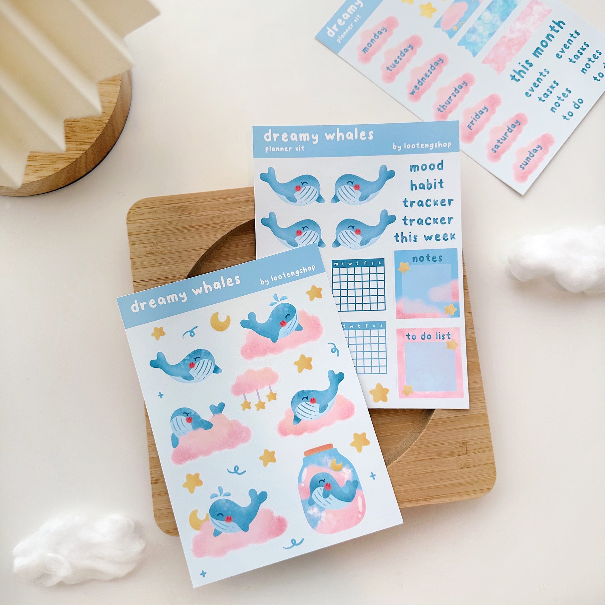 dreamy whales planner stickers